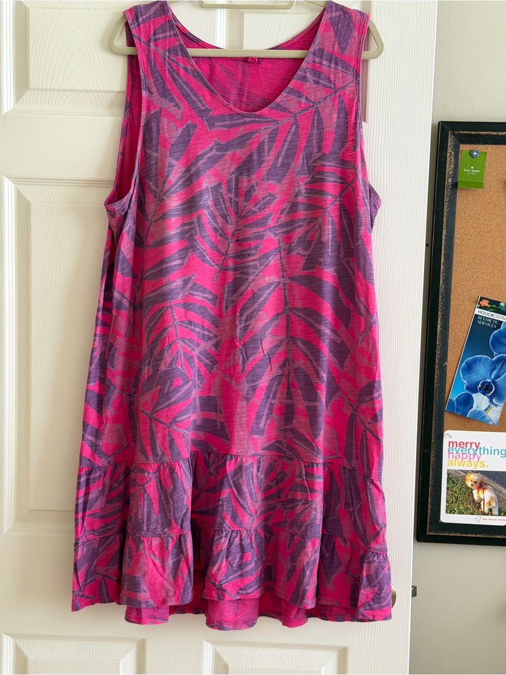 Pink & Purple Tropical Print Sleeveless Dress